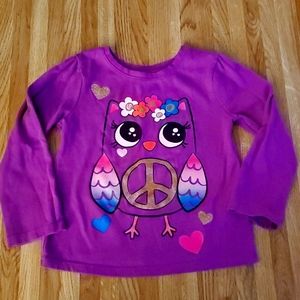Little girl peace owl shirt